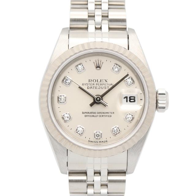 ROLEX・時計・デイトジャスト 10Pダイヤ U番 レディース 腕時計 自動巻き K18WG（ホワイトゴールド） ステンレススチール ダイヤモンド シルバー 新ダイヤ U番