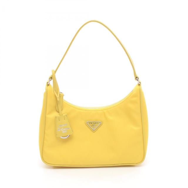 PRADA・バッグ・TESSUTO+SAFFIANO ハンドバッグ ナイロン サフィアーノレザー イエロー