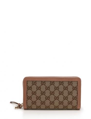 GUCCI GGキャンバス 長財布 ベージュ/ピンク GGキャンバス グッチ 財布 GUCCI ラウンドファスナー長財布