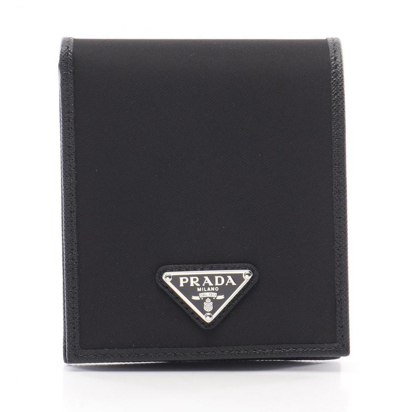 PRADA・財布・小物・TESSUTO+SAFFIAN 二つ折り財布 ナイロン サフィアーノレザー ブラック