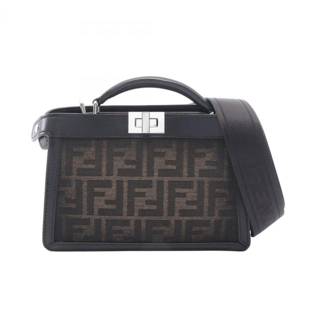 FENDI・バッグ・ピーカブー ISeeU アイシーユー エックスクロス ズッカ 2WAY ハンドバッグ キャンバス レザー ブラック ブラウン