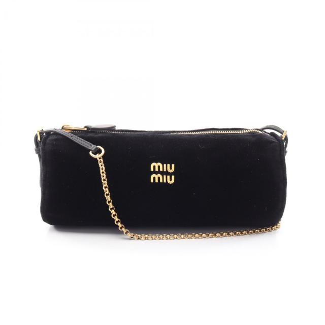 miu miu・バッグ・ショルダーポーチ ワンショルダーバッグ ベロア レザー ブラック