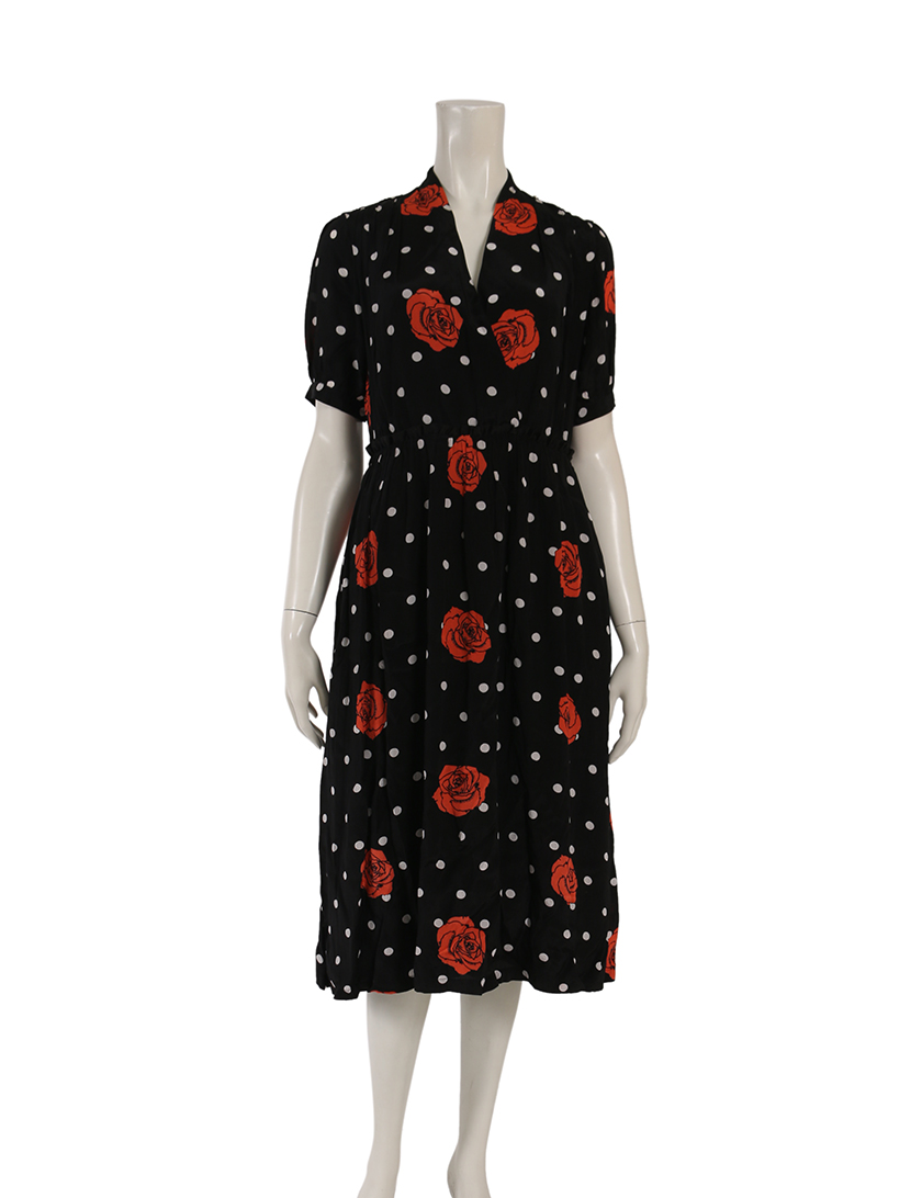 ディーゼル Diesel D Leah Dress ワンピース ローズ ドット レーヨン 黒 白 赤 ハイブランド ブランド専門の中古通販サイト 1559