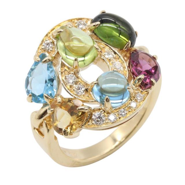 BVLGARI・アクセサリー・アストラーレ チェルキ リング リング 指輪 K18YG ダイヤモンド ペリドット ブルートパーズ グリーントルマリン シトリン イエローゴールド マルチカラー