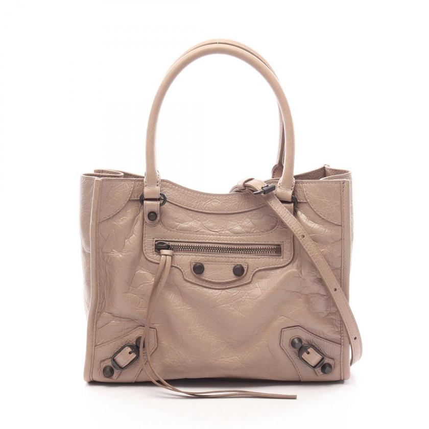 BALENCIAGA・バッグ・ル シティ ミニ 2WAY ハンドバッグ レザー グレーベージュ