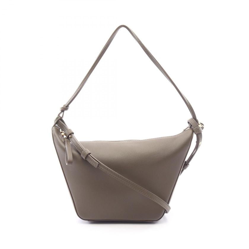 LOEWE・バッグ・ハンモック ホーボーバッグ ミニ 2WAY ワンショルダーバッグ レザー カーキグリーン