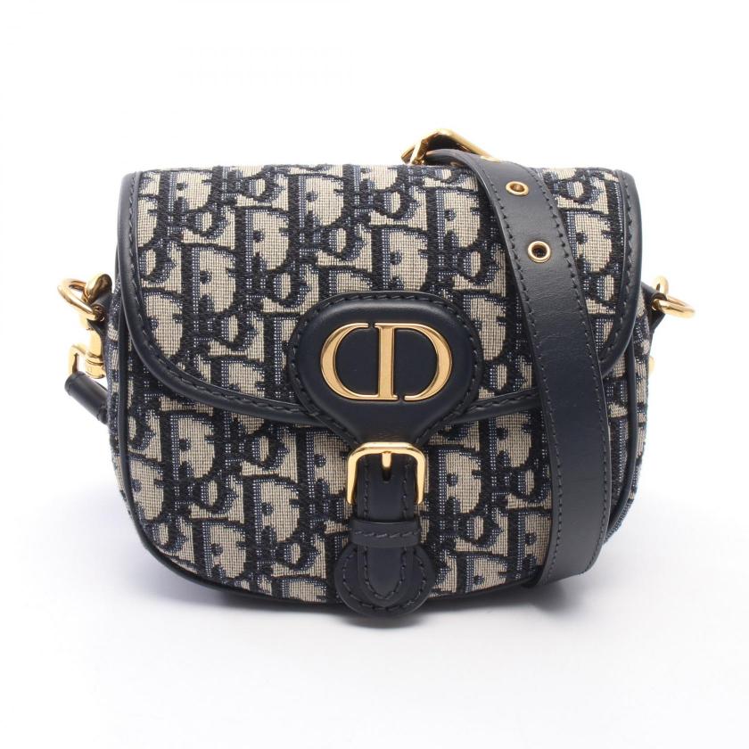 Christian Dior・バッグ・BOBBY ボビー スモール オブリーク ショルダーバッグ キャンバス レザー ネイビー ベージュ