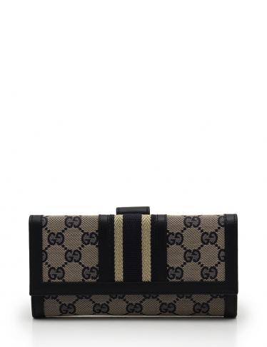 GUCCI・財布・小物・GGキャンバス 長財布 キャンバス レザー ベージュ