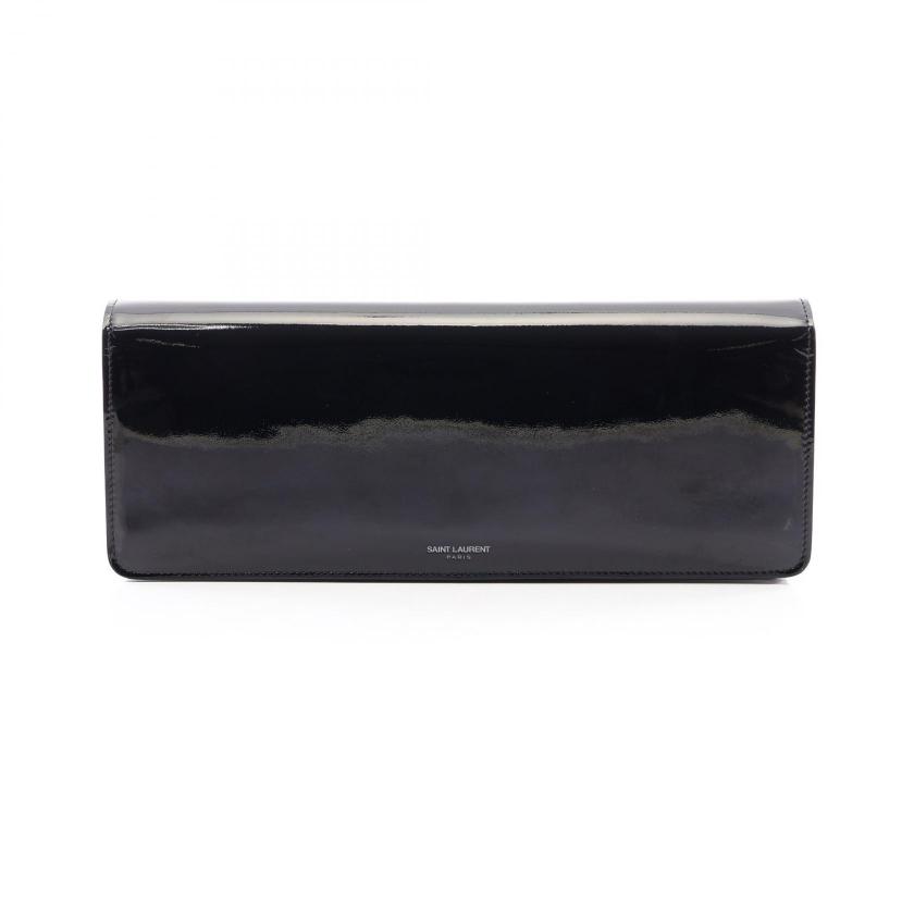 SAINT LAURENT PARIS・バッグ・パリ バゲット ポーチ クラッチバッグ エナメルレザー ブラック