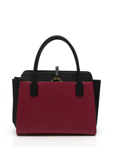 BVLGARI・バッグ・ ハンドバッグ 2WAY バイカラー レザー 紫 黒