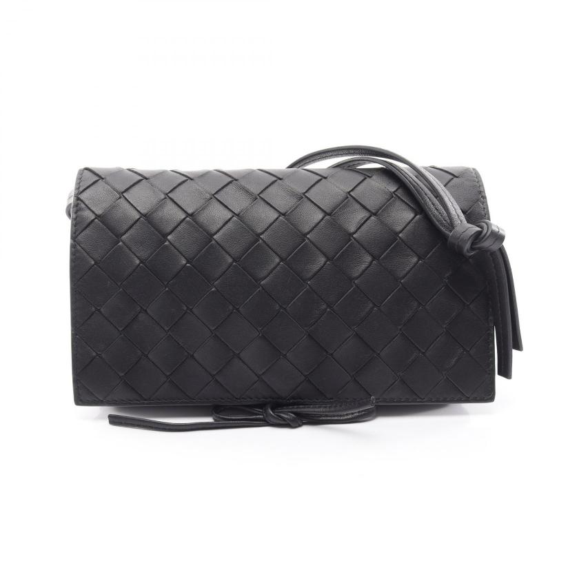 BOTTEGA VENETA・バッグ・イントレチャート ショルダーバッグ レザー ブラック