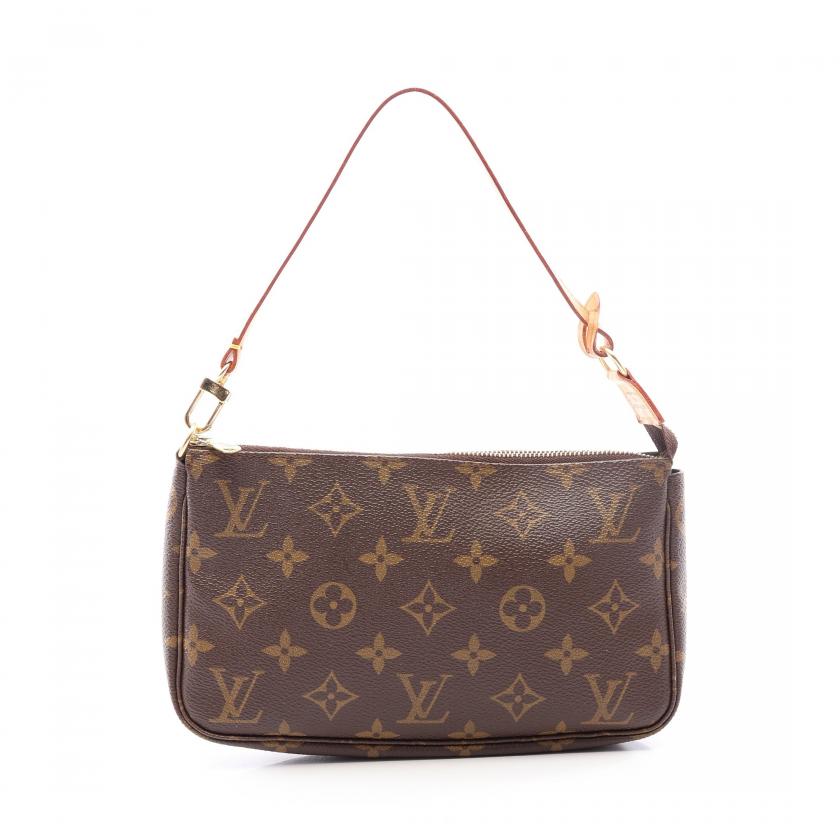 LOUIS VUITTON・バッグ・ポシェットアクセソワール モノグラム ハンドバッグ PVC レザー ブラウン