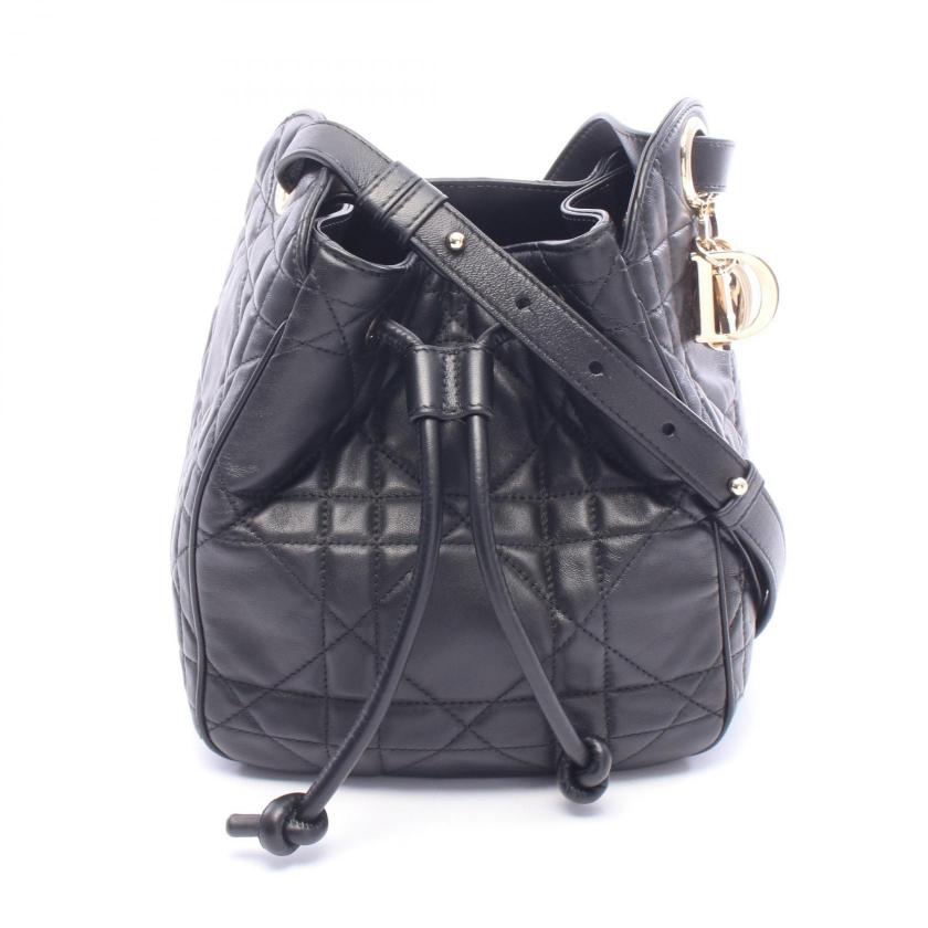Christian Dior・バッグ・ディーモーション スモール カナージュ ワンショルダーバッグ ラムスキン ブラック