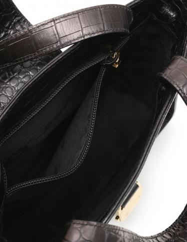 サルヴァトーレフェラガモ(Salvatore Ferragamo)ヴァラ|ハンドバッグ|2WAY|クロコ型押し|レザー|黒|ゴールド金具|ハイブランド・ブランド専門の中古通販サイト(194255)