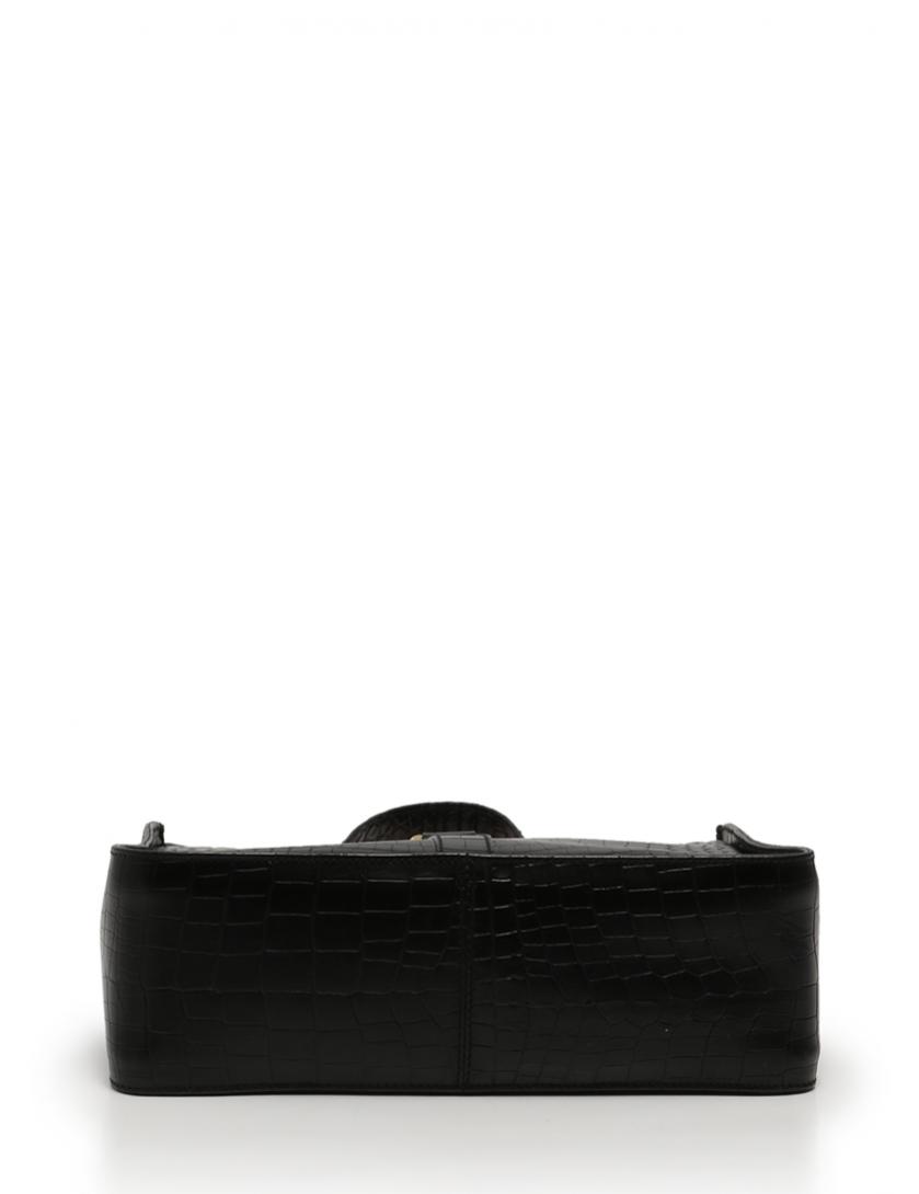 サルヴァトーレフェラガモ(Salvatore Ferragamo)ヴァラ|ハンドバッグ|2WAY|クロコ型押し|レザー|黒|ゴールド金具|ハイブランド・ブランド専門の中古通販サイト(194255)