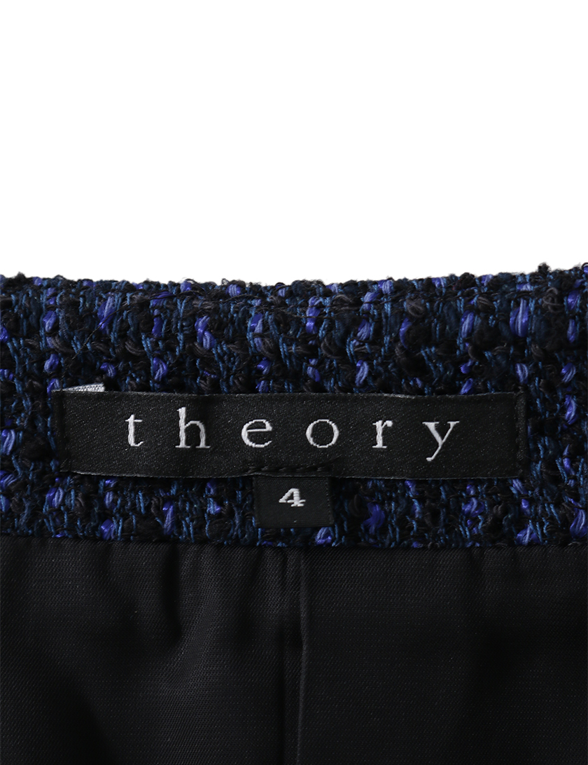 セオリー(theory)ノーカラージャケット|ツィード|コットン|ネイビー|ハイブランド・ブランド専門の中古通販サイト(195021) セオリー(theory)ノーカラージャケット|ツィード|コットン|ネイビー|ハイブランド・ブランド専門の中古通販サイト(195021)