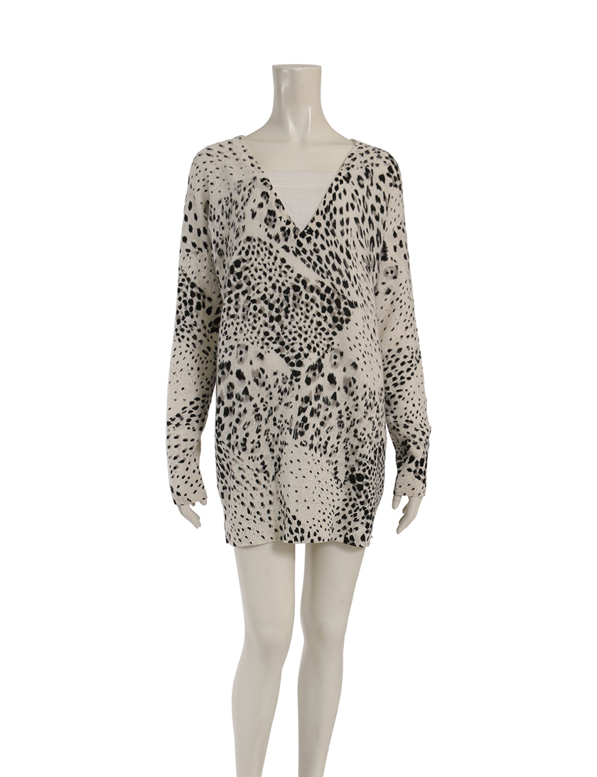 エキプモンフェム Equipment Femme ワンピース アニマル柄 カシミヤ アイボリー 黒 ハイブランド ブランド 専門の中古通販サイト