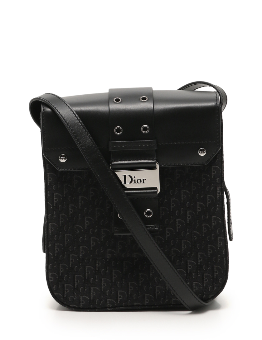 クリスチャンディオール(Christian Dior)トロッター|ショルダーバッグ|キャンバス|レザー|黒|ハイブランド・ブランド専門の中古通販サイト(198347)