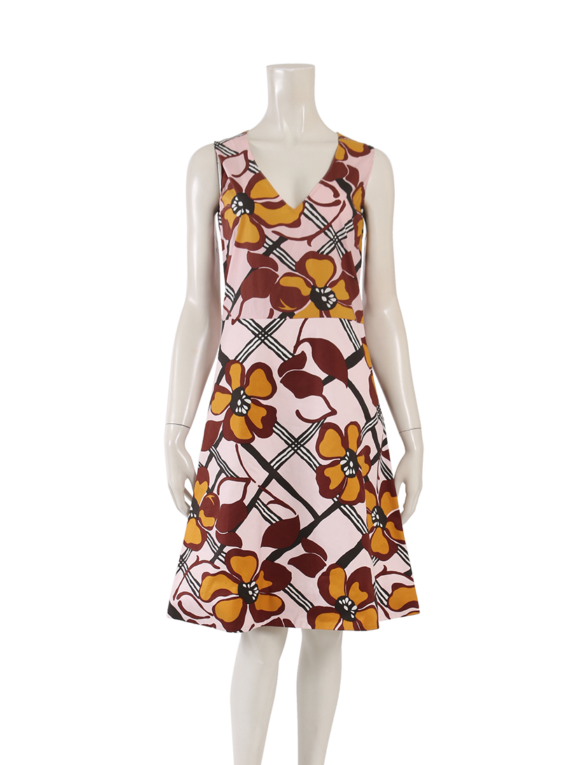 マルニ Marni ワンピース フラワープリント ピンク 茶 ハイブランド ブランド専門の中古通販サイト 3334