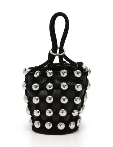 ALEXANDER WANG・バッグ・ROXY MINI BUCKET IN BLACK SUEDE WITH STUDS