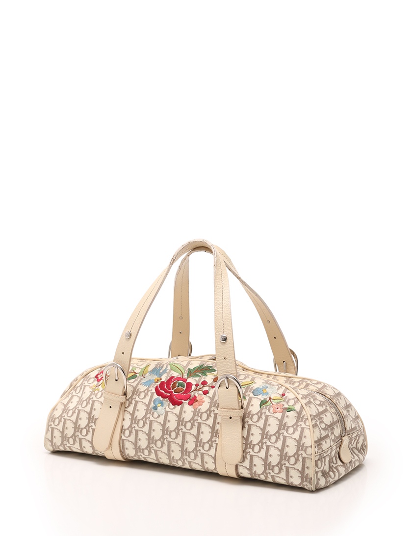 クリスチャンディオール(Christian Dior)トロッター|ハンドバッグ|ミニボストン|キャンバス|レザー|ベージュ|マルチカラー|花柄刺繍|ハイブランド・ブランド専門の中古通販サイト(200708)