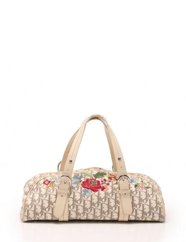 クリスチャンディオール(Christian Dior)トロッター|ハンドバッグ|ミニボストン|キャンバス|レザー|ベージュ|マルチカラー|花柄刺繍|ハイブランド・ブランド専門の中古通販サイト(200708)