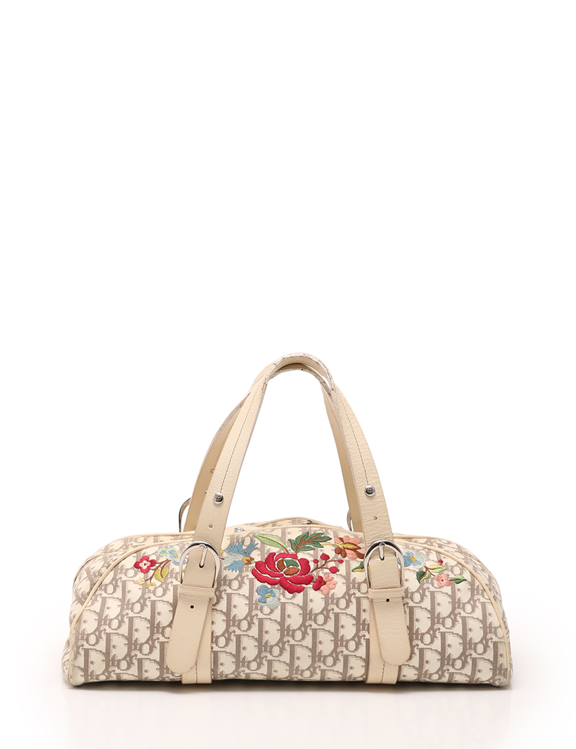 クリスチャンディオール(Christian Dior)トロッター|ハンドバッグ|ミニボストン|キャンバス|レザー|ベージュ|マルチカラー|花柄刺繍|ハイブランド・ブランド専門の中古通販サイト(200708)