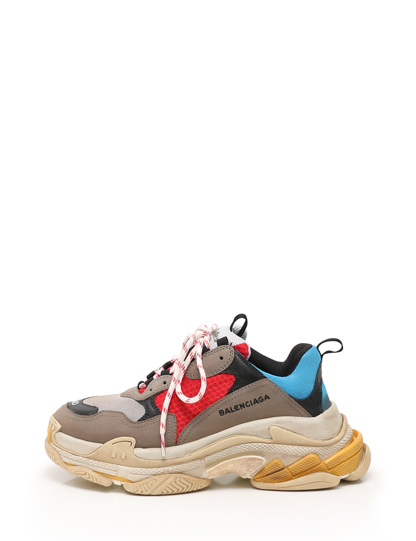 バレンシアガ Balenciaga Triple S トリプルソール スニーカー ヌバックレザー メッシュ 青 赤 ベージュ ハイブランド ブランド専門の中古通販サイト 49
