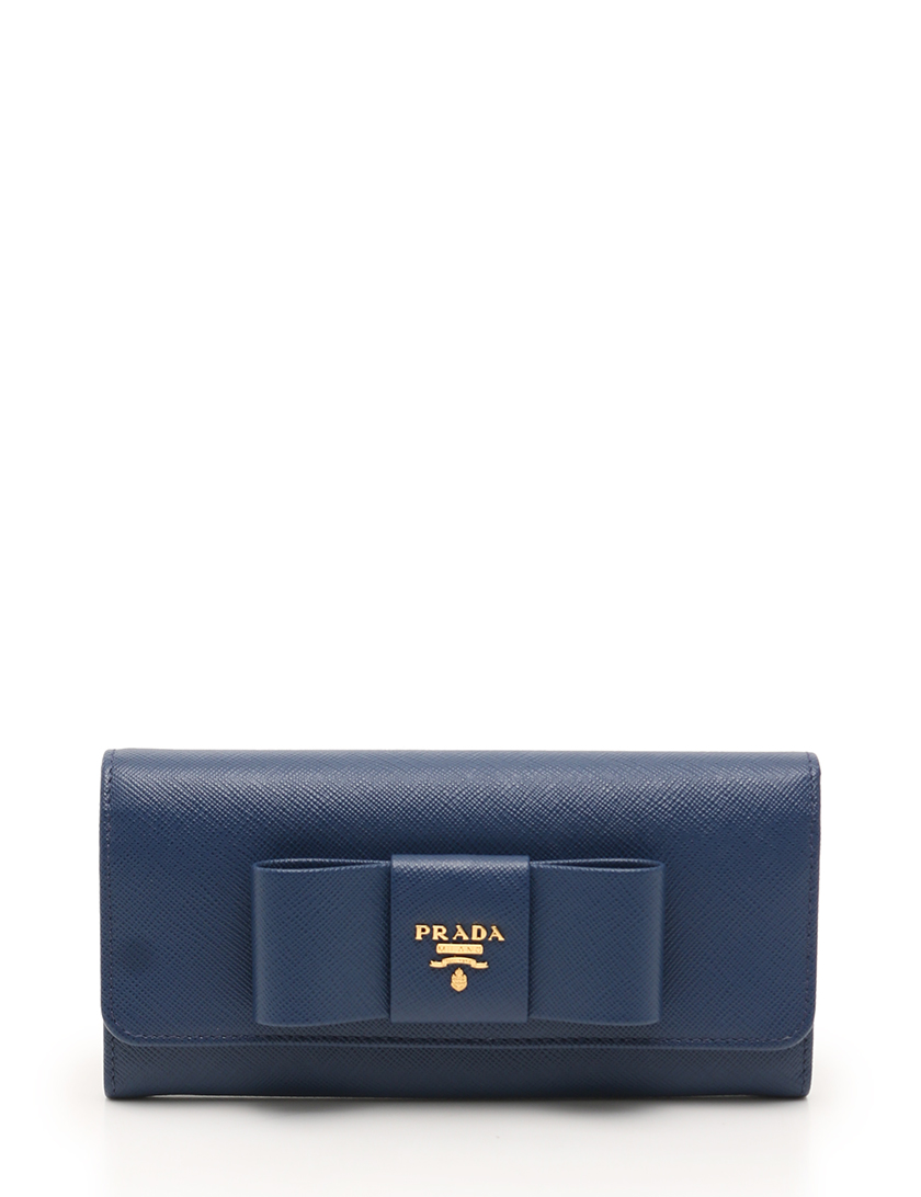 プラダ(PRADA)SAFFIANO|FIOCCO|二つ折り長財布|サフィアーノレザー|青|パスケース付き|ハイブランド・ブランド専門の中古通販サイト(215273)