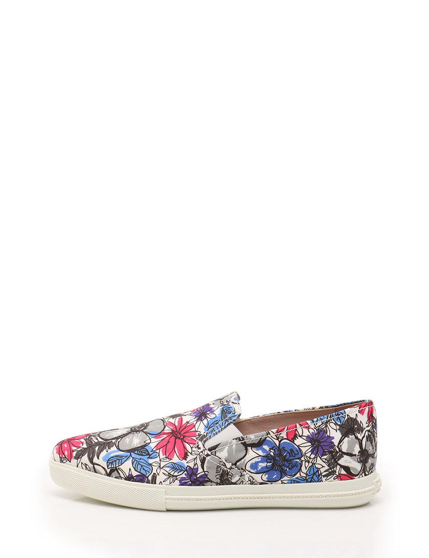 ミュウミュウ Miu Miu スリッポン ポインテッドトゥ スニーカー 花柄 キャンバス 白 マルチカラー ハイブランド ブランド専門の中古通販サイト