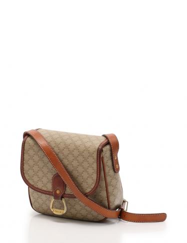 セリーヌ(CELINE)マカダム|ショルダーバッグ|PVC|レザー|ベージュ|茶|オールド|ハイブランド・ブランド専門の中古通販サイト(221753)