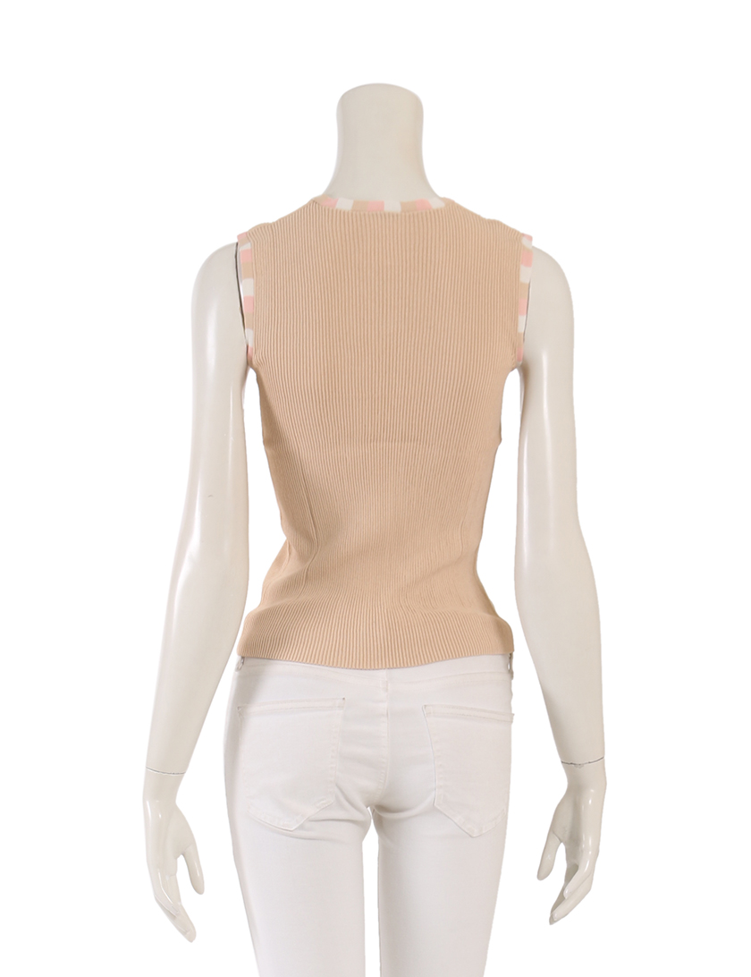 シャネル Chanel ニットベスト レーヨン アイボリー ベージュ ピンク 02p ハイブランド ブランド専門の中古通販サイト