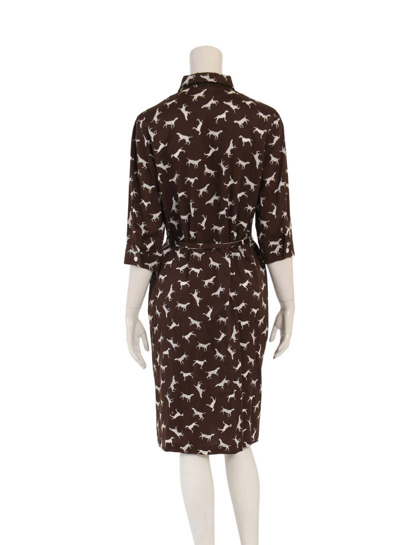 アクアスキュータム Aquascutum ワンピース ダルメシアン コットン ダークブラウン 白 ハイブランド ブランド専門の中古通販サイト