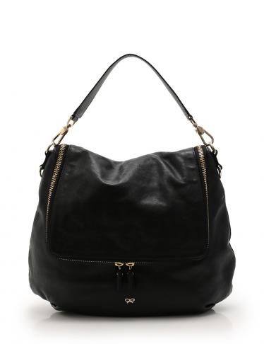ANYA HINDMARCH・バッグ・マキシジップ ショルダーバッグ レザー 黒 