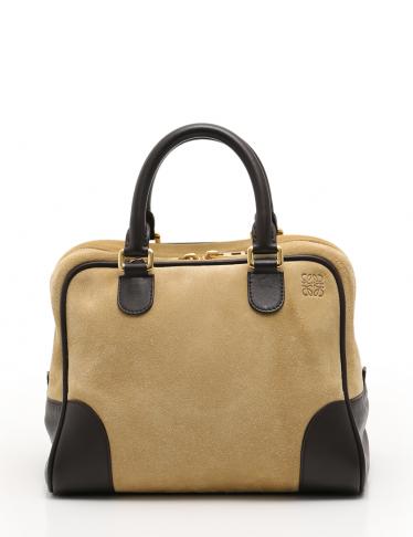 LOEWE・バッグ・アマソナ75 ハンドバッグ スエード レザー ベージュ 茶