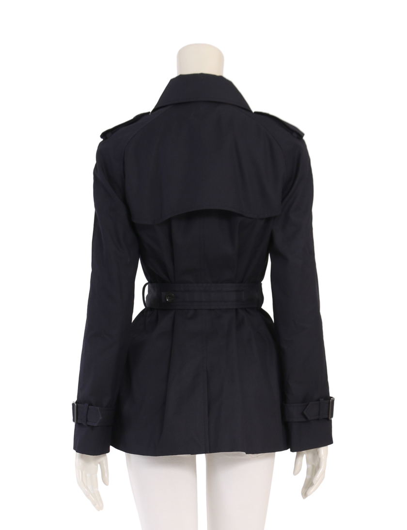 コーチ Coach トレンチコート ハーフ丈 ベルト付き ネイビー ハイブランド ブランド専門の中古通販サイト