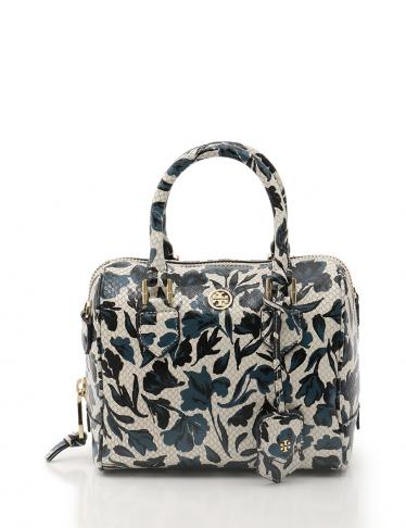 トリーバーチ Tory Burch ハンドバッグ 花柄 レザー 白 黒 ネイビー 2way パイソン型押し ハイブランド ブランド専門の中古通販サイト
