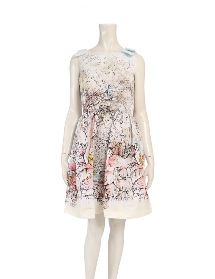レッドヴァレンティノ Red Valentino ワンピース 総柄 ノースリーブ 白 マルチカラー リボン ハイブランド ブランド専門の中古通販サイト