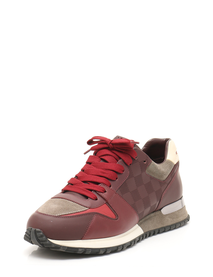 ルイヴィトン Louis Vuitton レースアップ ダミエ スニーカー レザー スエード ボルドー グレー ハイブランド ブランド専門の中古通販サイト