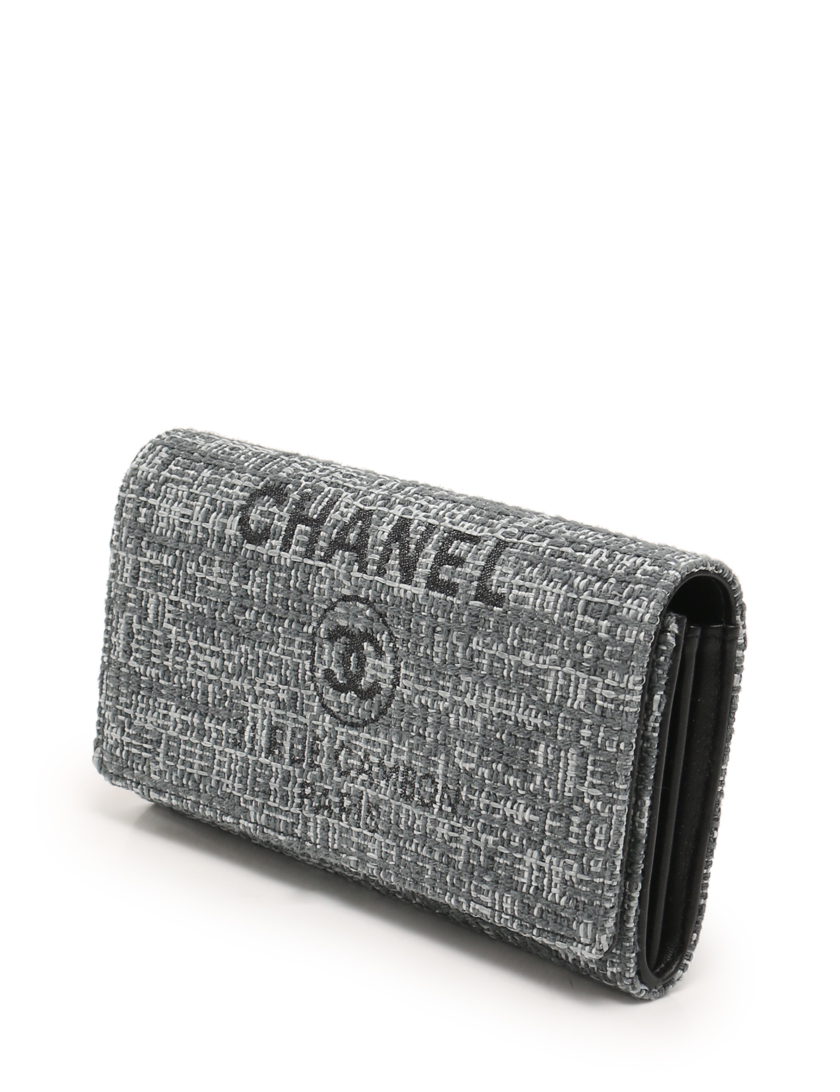 シャネル(CHANEL)ドーヴィル|二つ折り長財布|ツイード|グレー|ハイブランド・ブランド専門の中古通販サイト(249873)