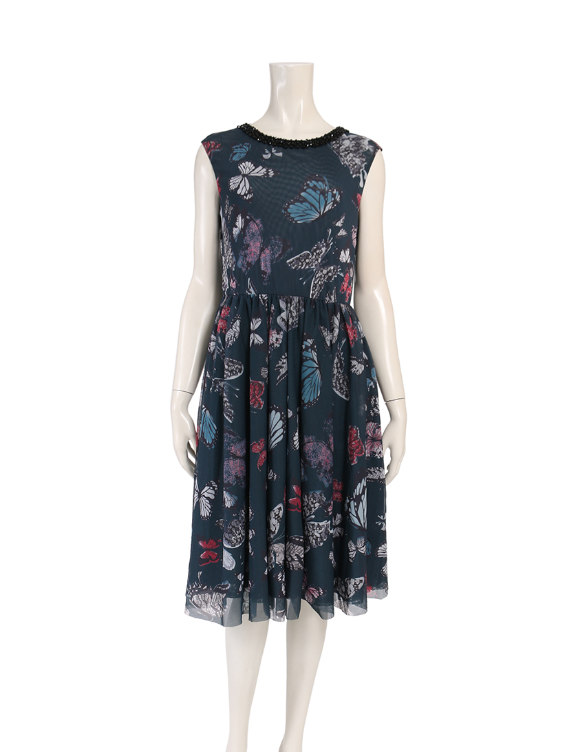 マックスアンドコー Max Co ワンピース ノースリーブ グレーグリーン マルチカラー ハイブランド ブランド専門の中古通販サイト