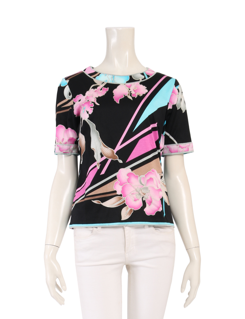 レオナールファッション Leonard Fashion カットソー 花柄 黒 ピンク 水色 ハイブランド ブランド専門の中古通販サイト
