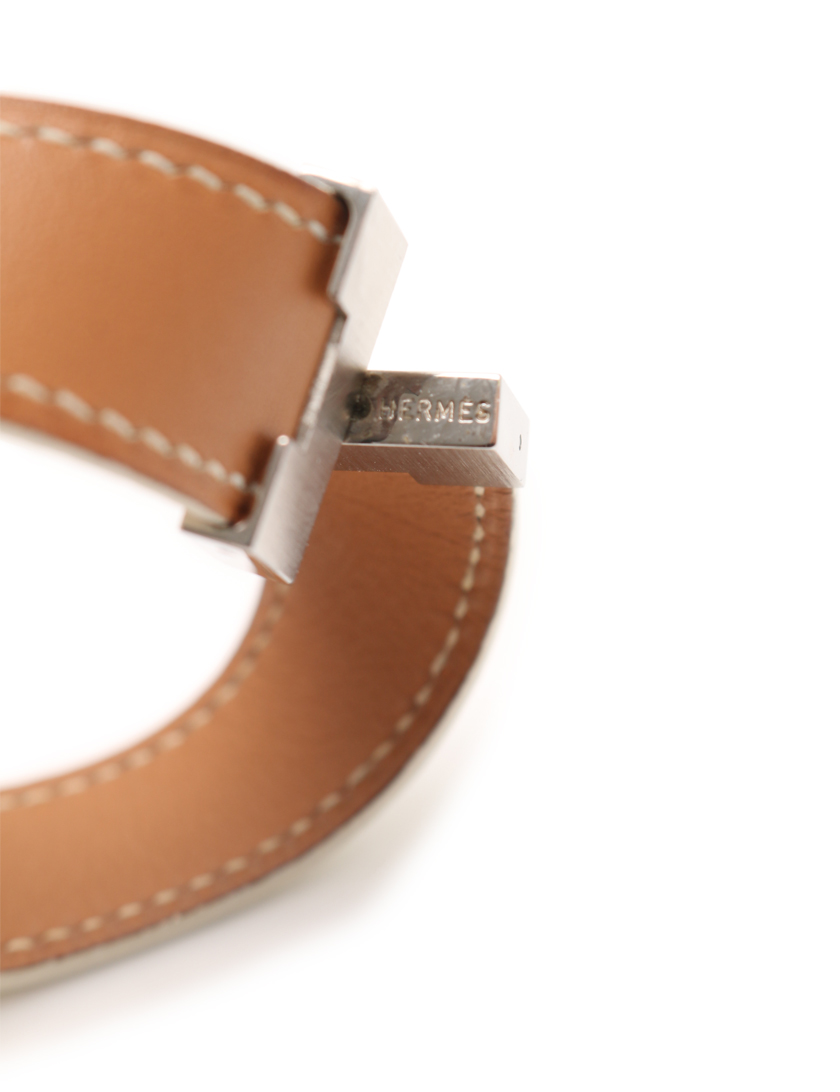 エルメス(HERMES)ルーリー|ブレスレット|レザー|白|茶|リバーシブル|シルバー金具||ハイブランド・ブランド専門の中古通販サイト(259733)