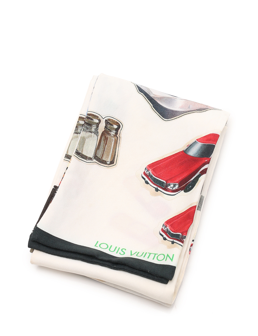ルイヴィトン Louis Vuitton バンドー リボンスカーフ 車 柄 シルク アイボリー マルチカラー ハイブランド ブランド専門の中古通販サイト