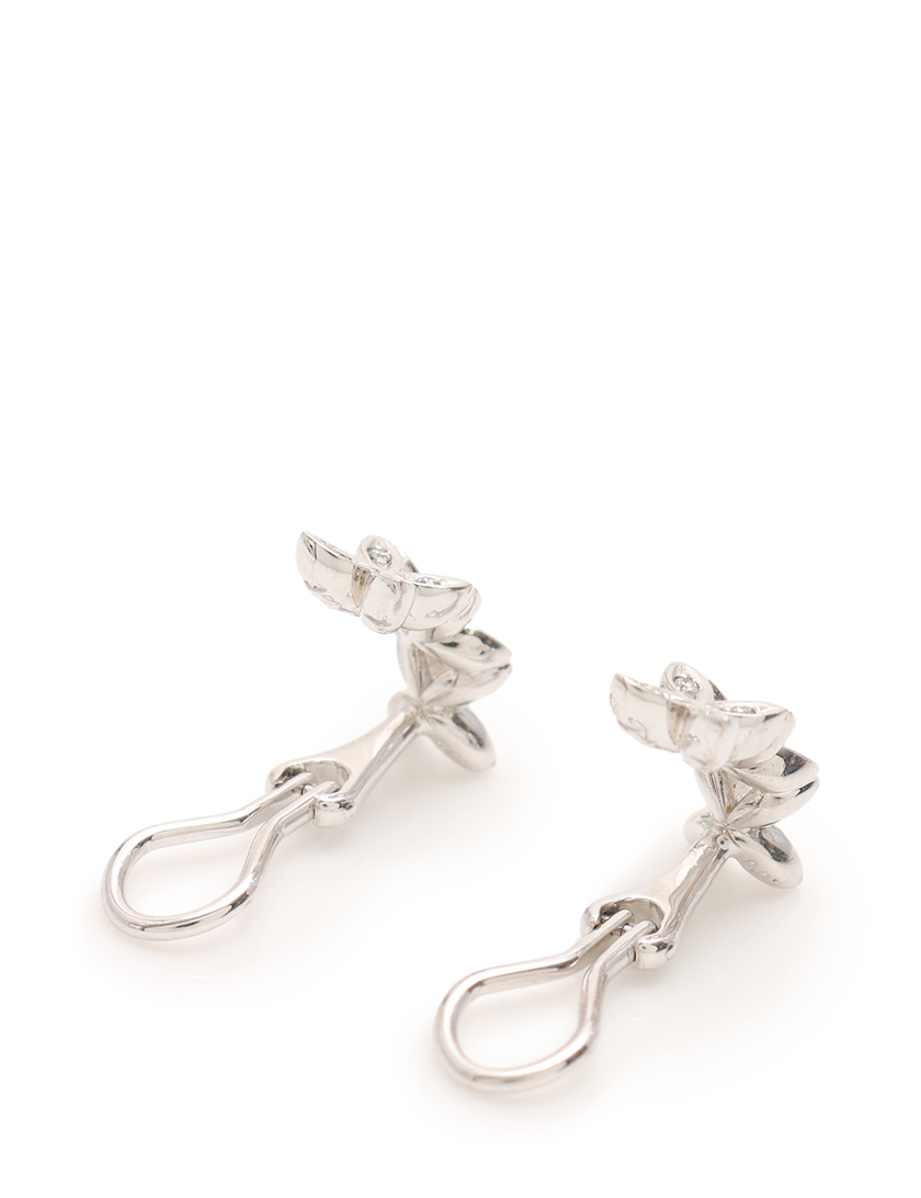 美品 ミキモト K18(WＧ) ダイヤ計0.12ct デザイン イヤリング ...