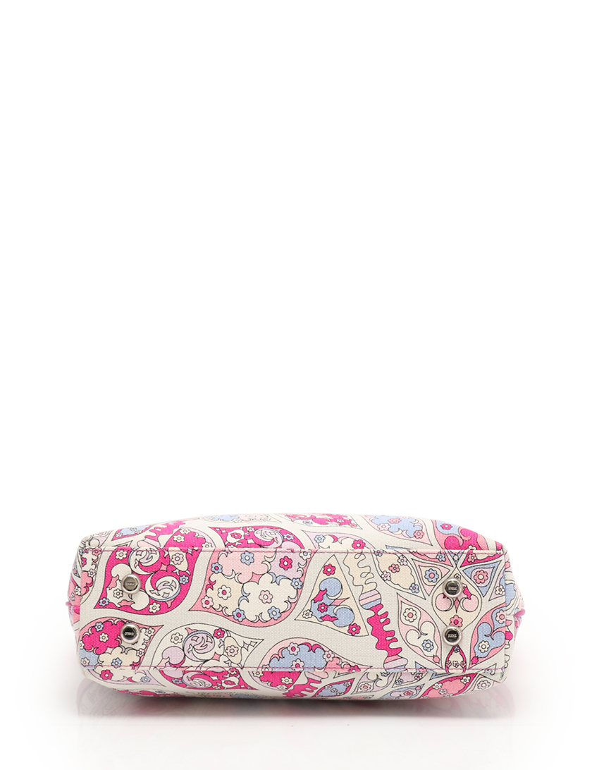 エミリオプッチ Emilio Pucci ハンドバッグ キャンバス レザー アイボリー ショッキングピンク マルチカラー ハイブランド ブランド専門の中古通販サイト