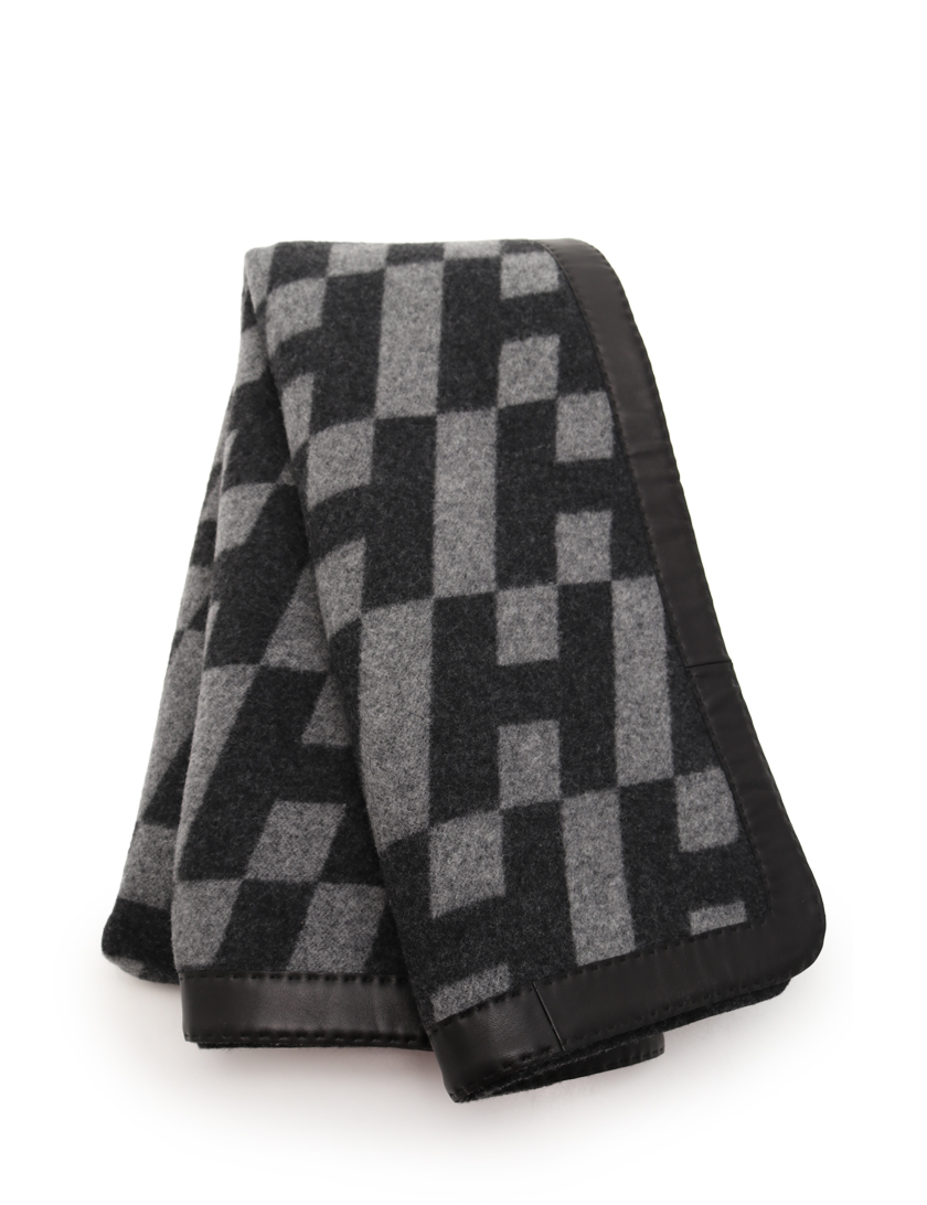 エルメス Hermes ストール ブランケット ウール カシミヤ ラムレザー グレー 黒 ハイブランド ブランド専門の中古通販サイト 2695