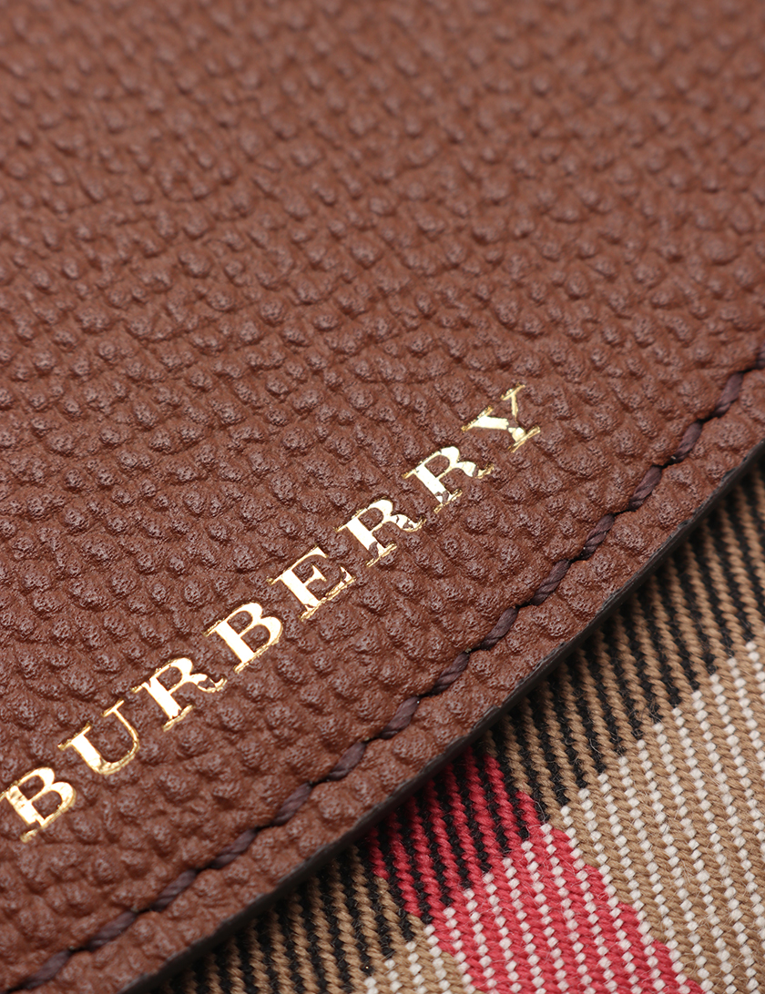 バーバリー(BURBERRY)|二つ折り財布|レザー|キャンバス|茶|マルチカラー|Wホック|ハイブランド・ブランド専門の中古通販サイト(267370)
