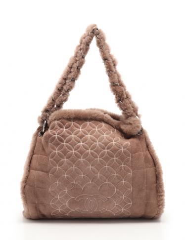 シャネル Chanel チョコバー チェーンショルダーバッグ ムートン グレーブラウン ハイブランド ブランド専門の中古通販サイト