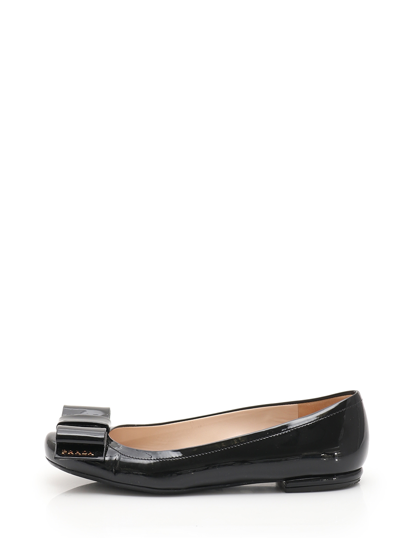 プラダ(PRADA)パンプス|エナメルレザー|黒|リボン|ハイブランド・ブランド専門の中古通販サイト(275856)